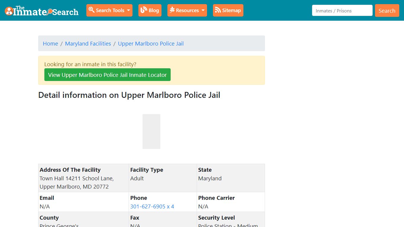 Information on Upper Marlboro Police Jail