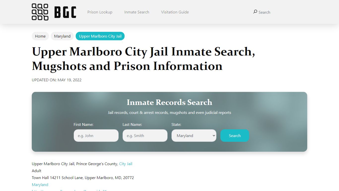 Upper Marlboro City Jail Inmate Search, Mugshots ...