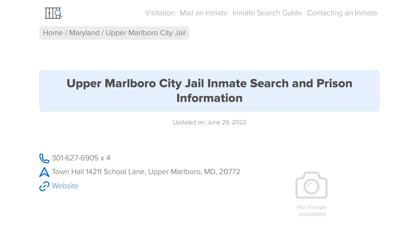Upper Marlboro City Jail Inmate Search, Visitation, Phone ...